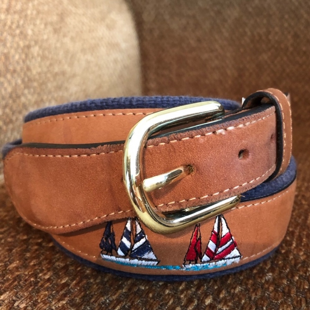 West Marine Full Grain Leather  belt Navy blue